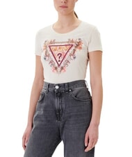 GUESS TRIANGLE FLOWERS Stretch-T-Shirt mit Aufdruck - T-Shirts und Tops f&uuml;r Damen