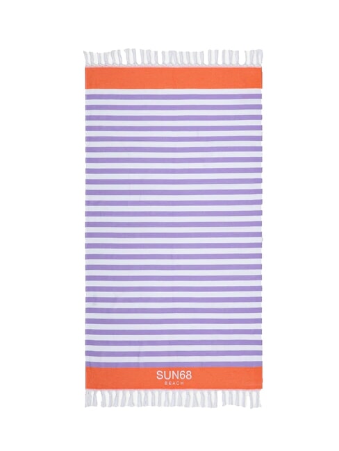 SUN68 STRIPES Strandtuch aus Baumwolle weiß/lila - Reisezubehör