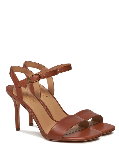RALPH LAUREN GWEN Hohe Ledersandalen tiefes Sattelbraun - Damenschuhe