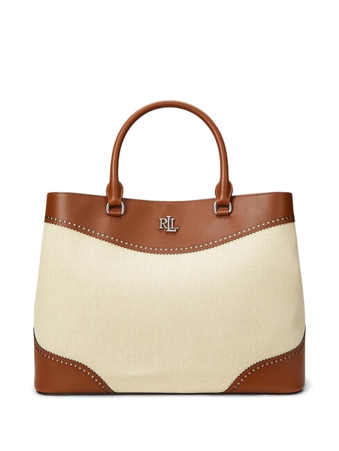 RALPH LAUREN MARCY 36 Strohhandtasche mit Schultergurt helles Natur/Lauren-Braun - Damentaschen