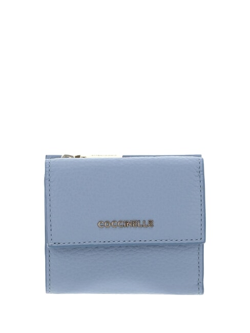 COCCINELLE METALLIC SOFT Portemonnaie aus genarbtem Leder Nebelblau - Brieftaschen Damen