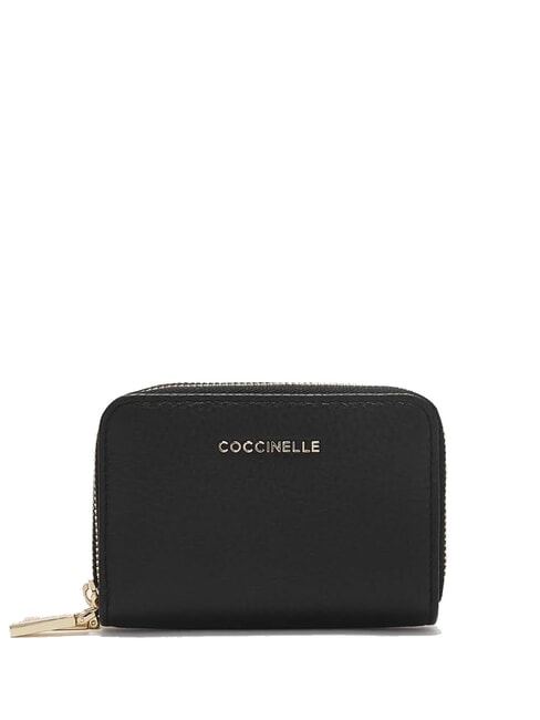 COCCINELLE METALLIC SOFT  Kleine Geldbörse mit Rundum-Reißverschluss Schwarz - Brieftaschen Damen