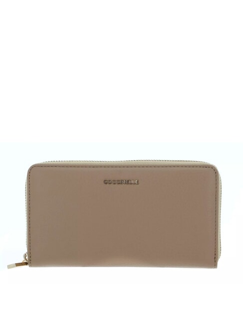 COCCINELLE METALLIC SOFT Geldbörse aus strukturiertem Leder mit Reißverschluss frisches Beige - Brieftaschen Damen
