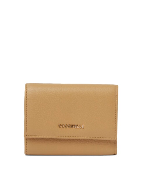 COCCINELLE METALLIC SOFT Kleine Geldbörse aus strukturiertem Leder frisches Beige - Brieftaschen Damen