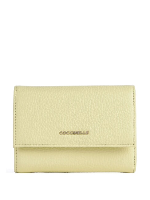COCCINELLE METALLIC SOFT Bifold-Brieftasche aus gehämmertem Leder Kalkwäsche - Brieftaschen Damen