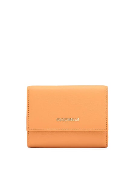 COCCINELLE METALLIC SOFT Kleine Geldbörse aus strukturiertem Leder Sonnenaufgang - Brieftaschen Damen