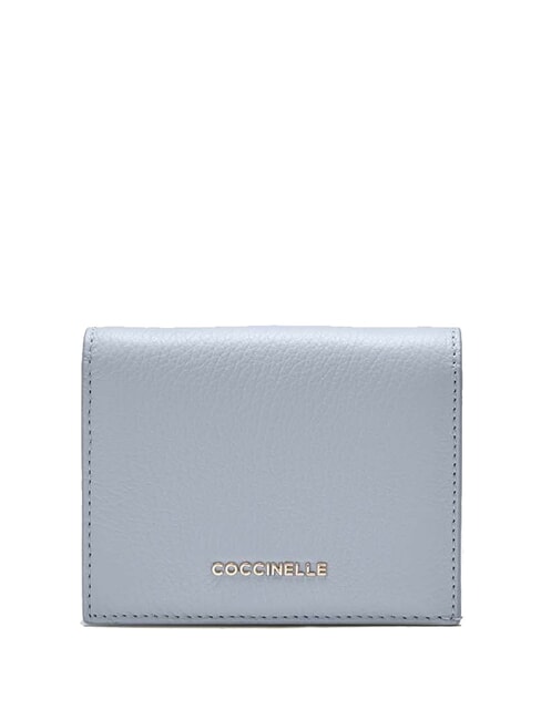 COCCINELLE METALLIC SOFT Kleine Geldbörse aus Leder Nebelblau - Brieftaschen Damen
