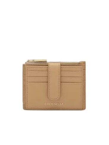 COCCINELLE METALLIC SOFT Flache Geldbörse aus strukturiertem Leder frisches Beige - Brieftaschen Damen