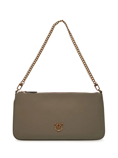 PINKO HORIZONTAL FLAT  Umhängetasche aus Leder Walnuss-Antikgold - Damentaschen