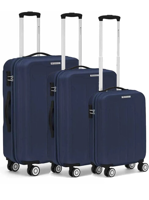 R RONCATO FLIGHT 3er-Set Handgepäck-Trolleys, mittel, groß tiefes Blau - Trolleyset