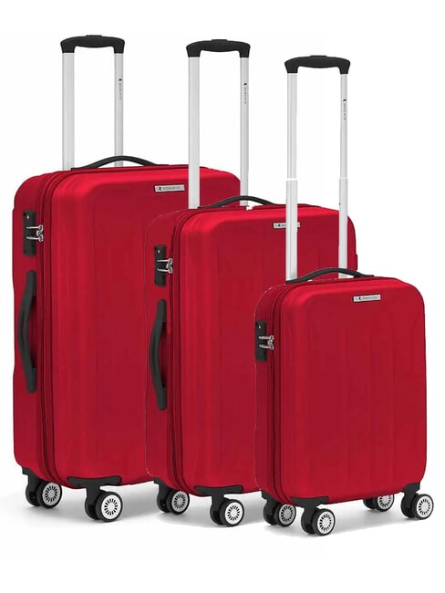 R RONCATO FLIGHT 3er-Set Handgepäck-Trolleys, mittel, groß roter Tango - Trolleyset