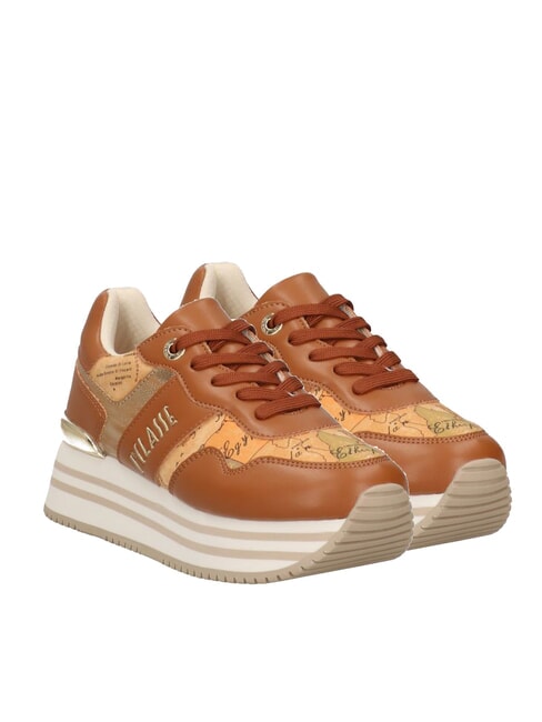 ALVIERO MARTINI PRIMA CLASSE GEO JR Plateau-Sneaker mit seitlichem Logo Leder / Geobeige - Damenschuhe