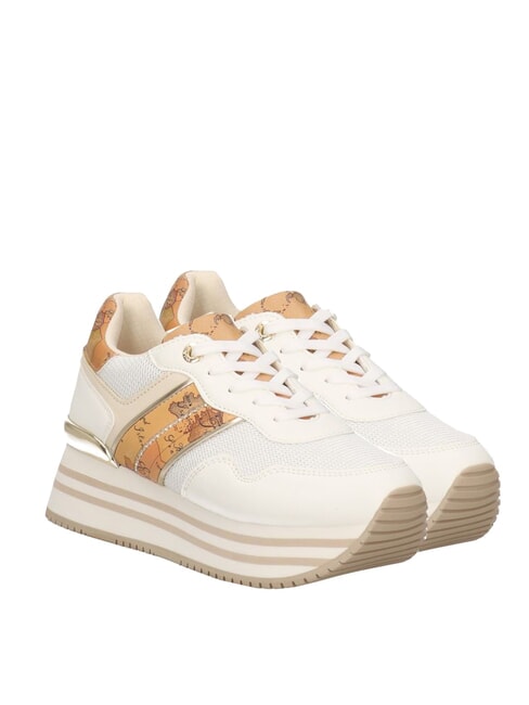 ALVIERO MARTINI PRIMA CLASSE GEO JR Plateau-Sneaker Weiß / Geo-Beige - Damenschuhe