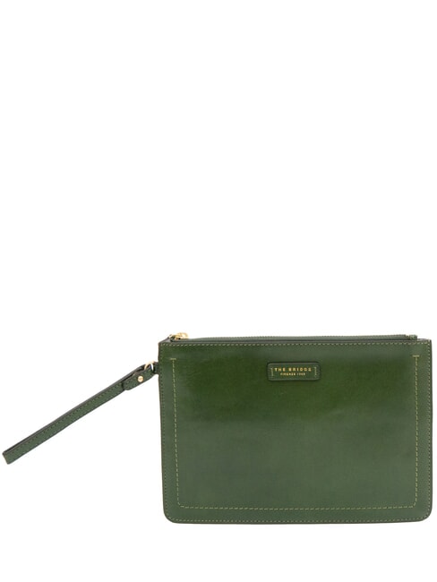 THE BRIDGE FIONA Flache Lederclutch mit Manschette englische grüne abb. Gold - Damentaschen