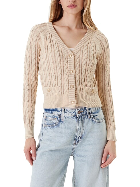 GUESS GISELLE Zopfmuster-Cardigan mit Knöpfen Creme verschwinden - Damenpullover