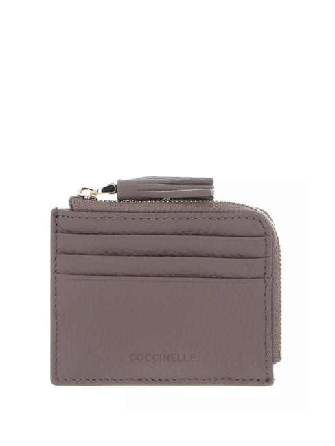 COCCINELLE TASSEL Kartenetui mit Reißverschluss aus gehämmertem Leder warmes Taupe - Brieftaschen Damen