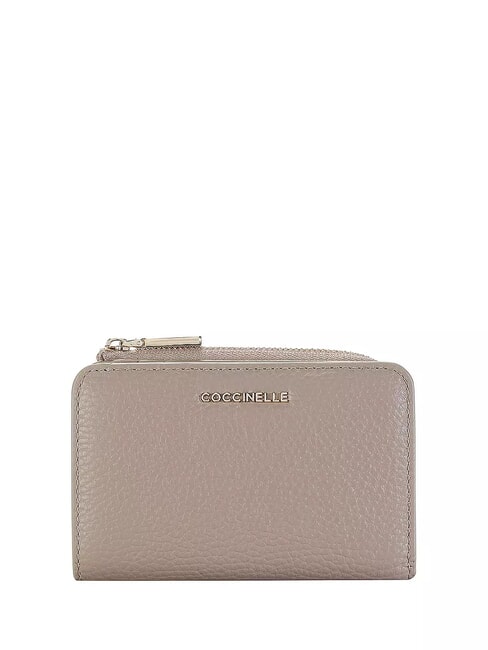 COCCINELLE METALLIC SOFT Kleine Geldbörse aus Leder warmes Taupe - Brieftaschen Damen