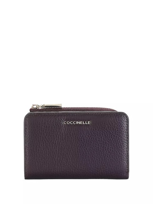 COCCINELLE METALLIC SOFT Kleine Geldbörse aus Leder Pflaumen - Brieftaschen Damen