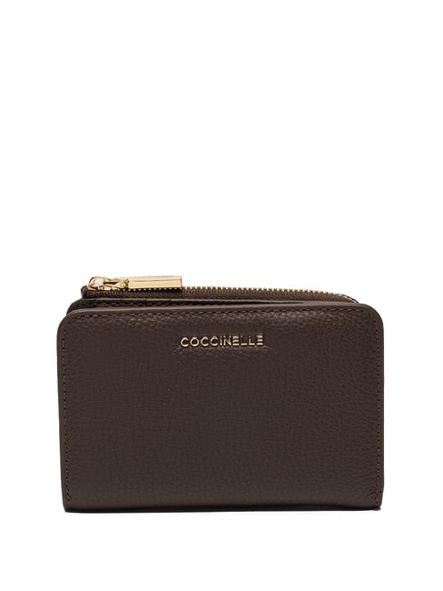 COCCINELLE METALLIC SOFT Kleine Geldbörse aus Leder Brünette - Brieftaschen Damen