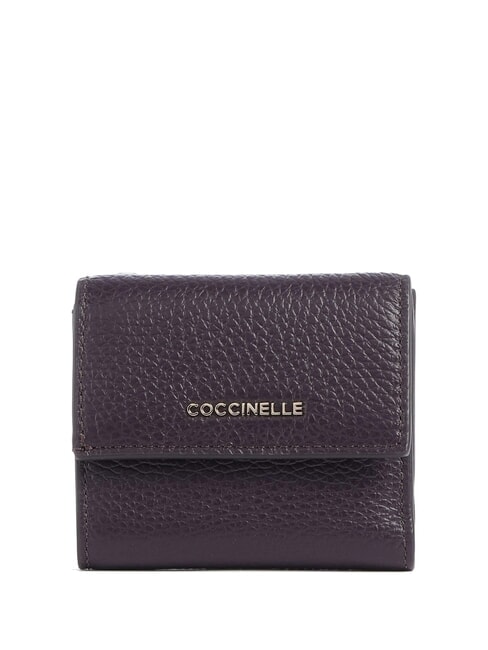 COCCINELLE METALLIC SOFT Portemonnaie aus genarbtem Leder Pflaumen - Reisezubehör