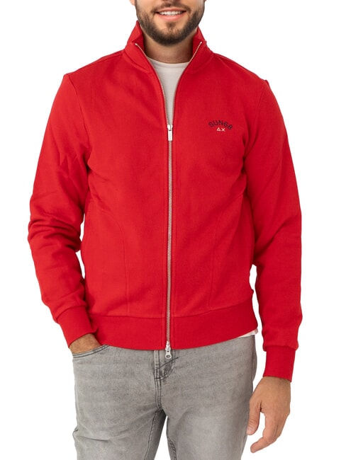 SUN68 MINI LOGO Sweatshirt mit hohem Kragen und Reißverschluss Feuerrot - Sweatshirts Herren