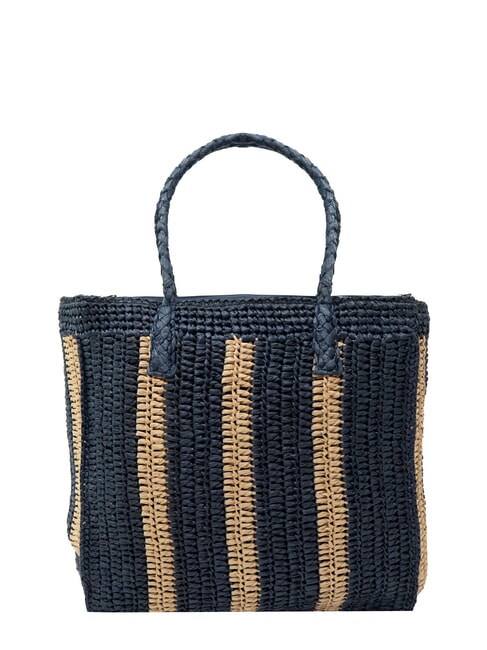 SUN68 RAFIA Strandtasche aus Raffiabast marineblau/cremeweiß - Damentaschen