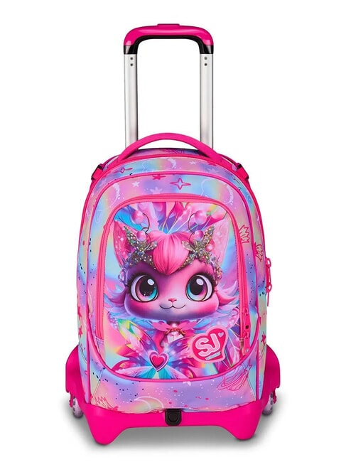 SJGANG CAT LED Abnehmbarer 3-Rad-Trolley-Rucksack fuchsiafluo - Rucksäcke mit Trolleyfunktion