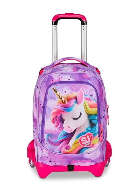 SJGANG FABLE JOURNEY Abnehmbarer 3-Rad-Trolley-Rucksack violett - Rucksäcke mit Trolleyfunktion