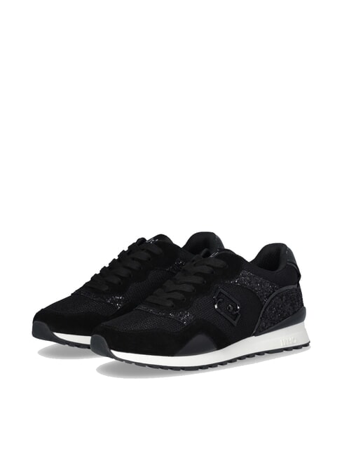LIUJO MAXI WONDER LOW 02 Sneakers aus Glitzer und Mesh Schwarz - Damenschuhe