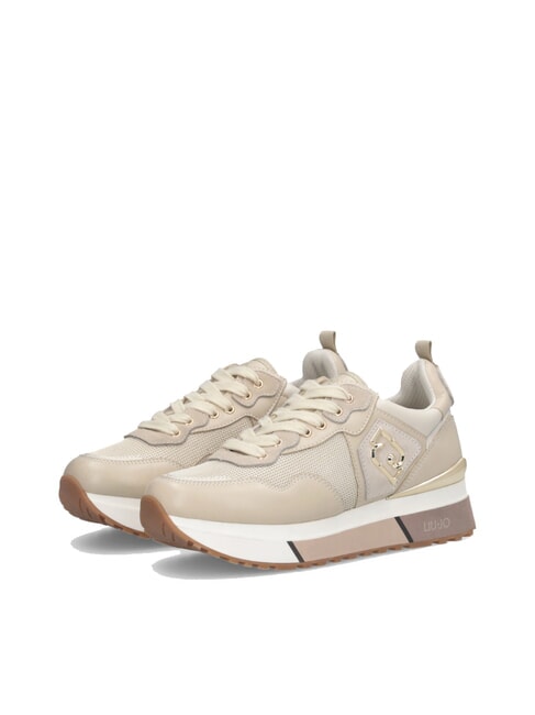 LIUJO MAXI WONDER 01 Sneakers aus Leder und Mesh helles Seil - Damenschuhe