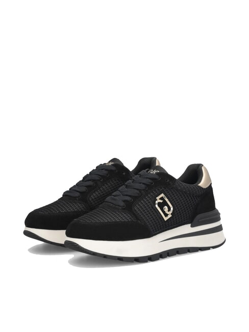 LIUJO AMAZING 25 Sneakers aus Wildleder und Mesh schwarz/hellgold - Damenschuhe