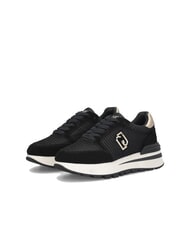 LIUJO AMAZING 25 Sneakers aus Wildleder und Mesh schwarz/hellgold - Damenschuhe - 1