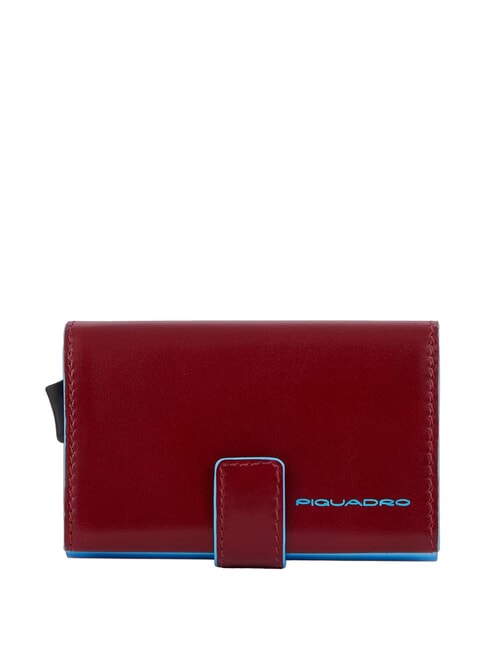 PIQUADRO BLUE SQUARE Kreditkartenetui aus Leder und Metall ROT - Brieftaschen Herren