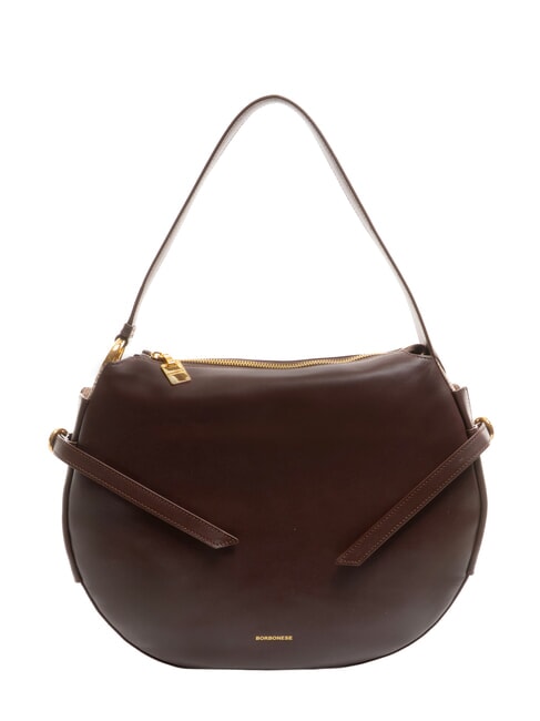 BORBONESE BRIDLE MEDIUM HOBO Mittlere Hobo-Tasche aus Nappaleder Kastanie/Pilz - Damentaschen