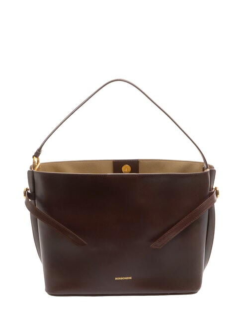 BORBONESE BRIDLE MEDIUM HOBO Umhängetasche aus Leder Kastanie/Pilz - Damentaschen