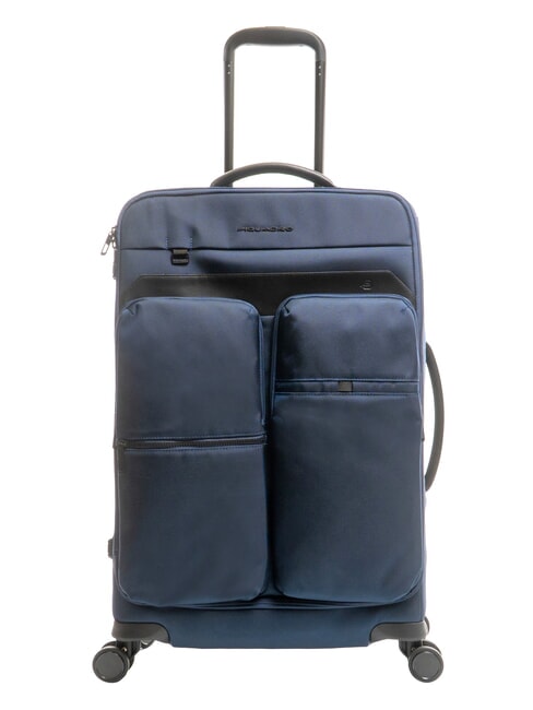 PIQUADRO X19 Mittlerer Trolley mit Taschen Blau - Halbharte Trolleys
