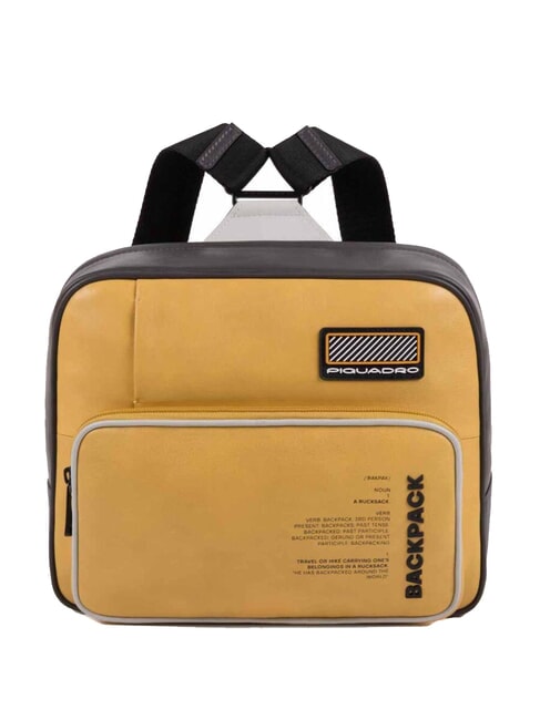 PIQUADRO ERMES Kleiner Lederrucksack, iPad 11-Halterung Gelb - PC-Rucksäcke
