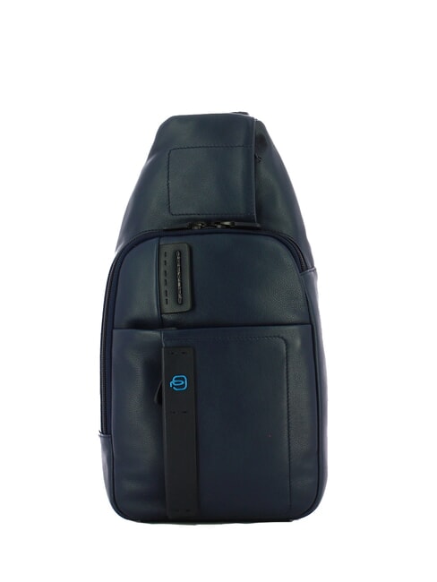PIQUADRO PULSE  One-Shoulder-Rucksack aus Leder Blau - PC-Rucksäcke