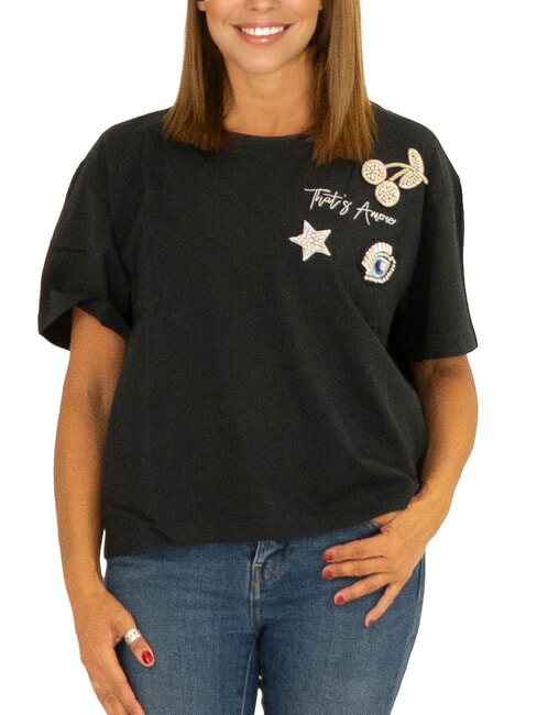 SUN68 BOXY Baumwoll-T-Shirt Schwarz - T-Shirts und Tops für Damen