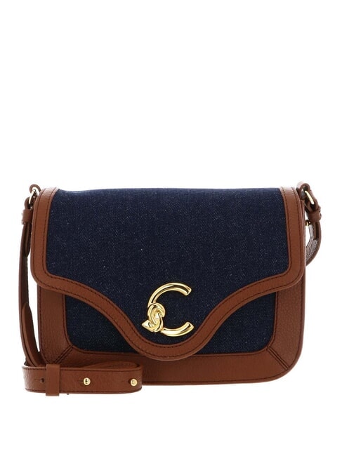 COCCINELLE C-ME DENIM Mini-Umhängetasche Blau/Cognac - Damentaschen