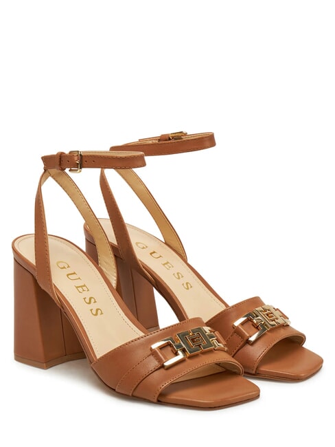 GUESS GRATO Hohe Ledersandalen bräunen - Damenschuhe