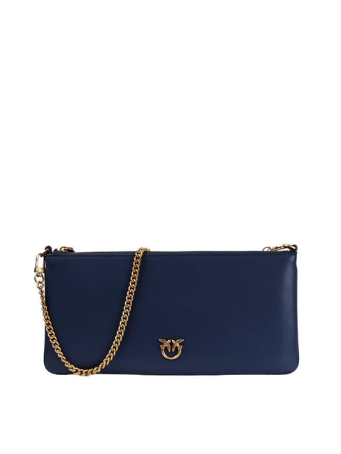 PINKO HORIZONTAL FLAT  Umhängetasche aus Leder indigoblaues, schattiges, antikes Ziel - Damentaschen