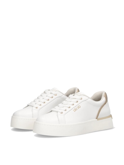 LIUJO PRETTY 06 Plateau-Sneakers aus Leder weiß / hellgold - Damenschuhe