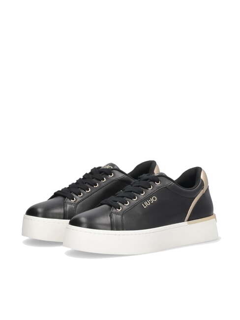LIUJO PRETTY 06 Plateau-Sneakers aus Leder schwarz/hellgold - Damenschuhe