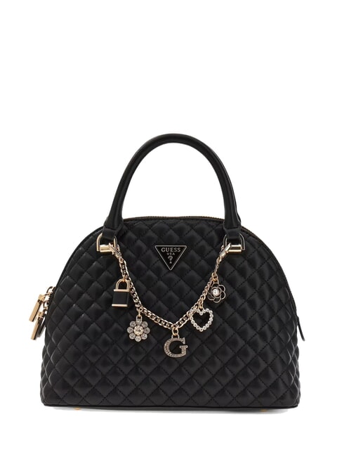 GUESS EVERLEE Gesteppte Kuppeltasche mit Anhängern SCHWARZ - Damentaschen