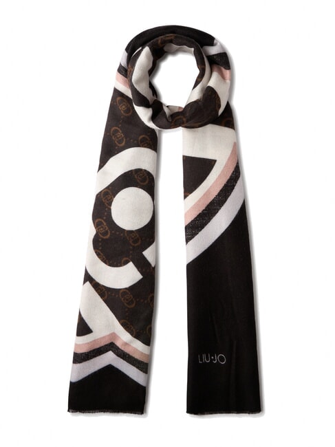 LIUJO LOGO Stola mit floralem Logo SCHWARZ - Schals