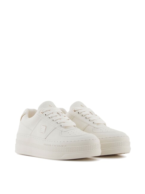 ARMANI EXCHANGE JANE Plateau-Sneaker gebrochenes Weiß + blasses Gold - Damenschuhe