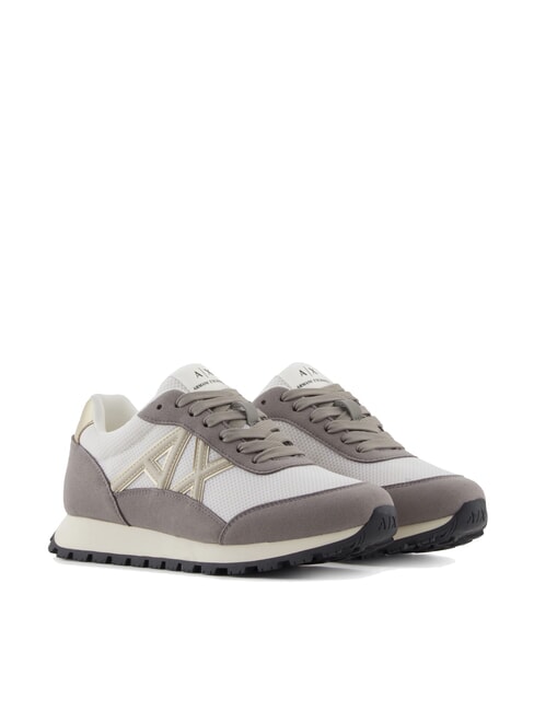 ARMANI EXCHANGE DROP MICROSUEDE Sneaker mit seitlichem Logo brauner Bass + cremefarben - Damenschuhe