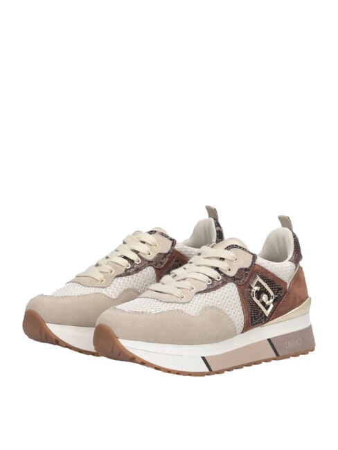 LIUJO MAXI WONDER 01 Plateau-Sneaker mit Python-Details Seil/Schokolade - Damenschuhe