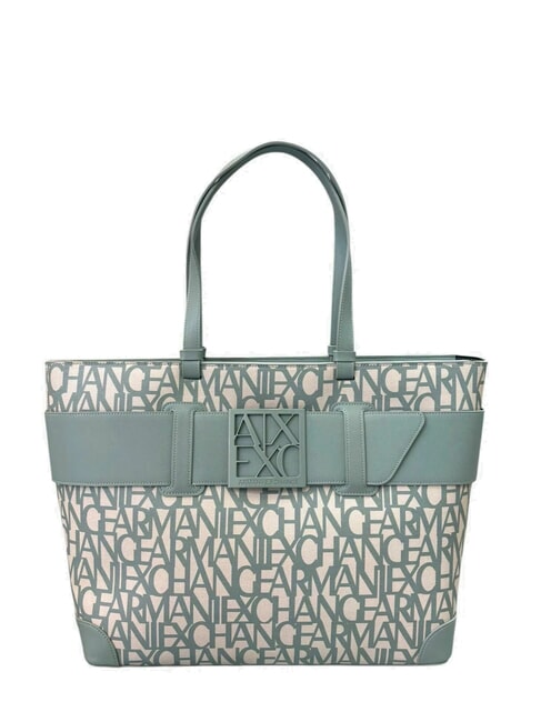 ARMANI EXCHANGE SUSIE Einkaufstasche mit durchgehendem Logo Tal/Salbei - Damentaschen